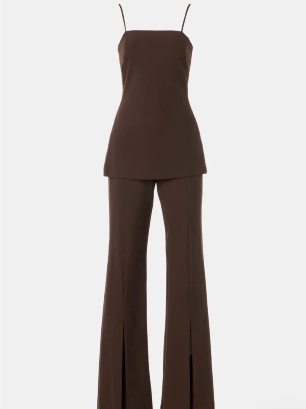 Black Halo Jaslyn Brown one Piece Cami & Wide-Leg Pantsuit